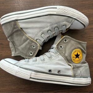Converse Gray and Yellow High-Top Sneakers Size 6.5